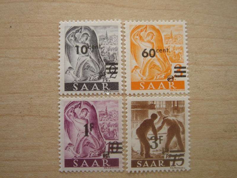 1947 Saarland optd MiNr 226-228, 230 Z II MNH