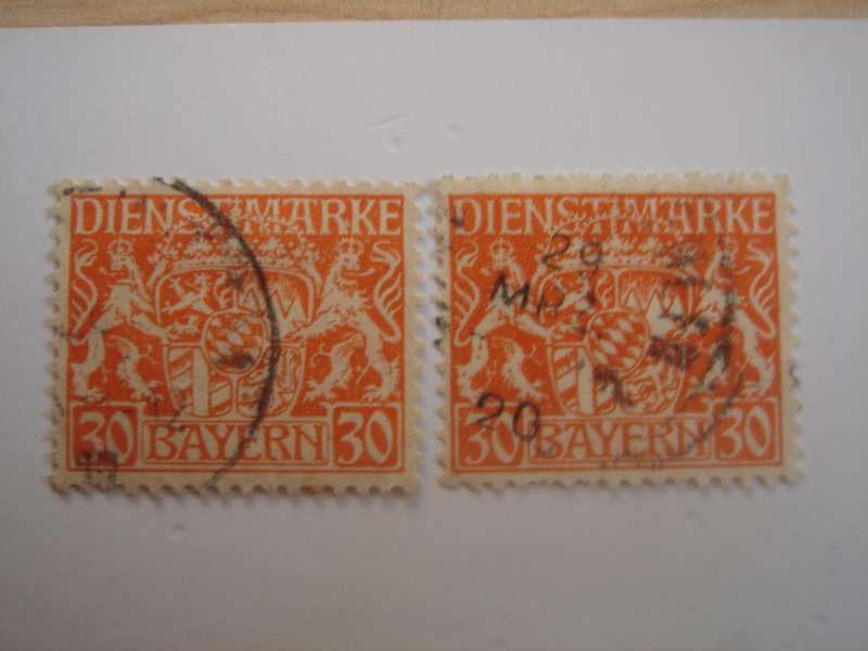 1916 Bayern - Dienstmarke MiNr 22 used, stamped (different color tones)