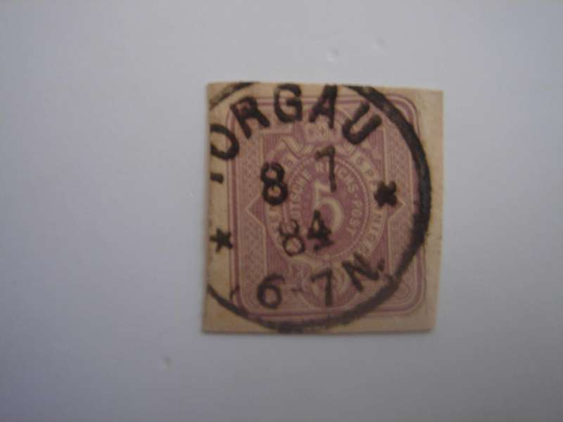 1880 Deutsches Reich MiNr 40 print on postcard (cut out), used