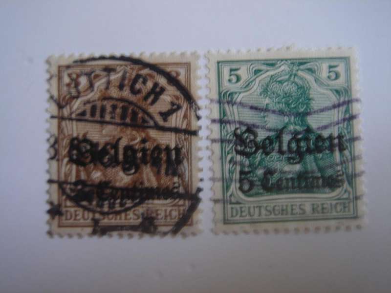 1914 Deutsches Reich - Belgien MiNr 1-2 used, stamped