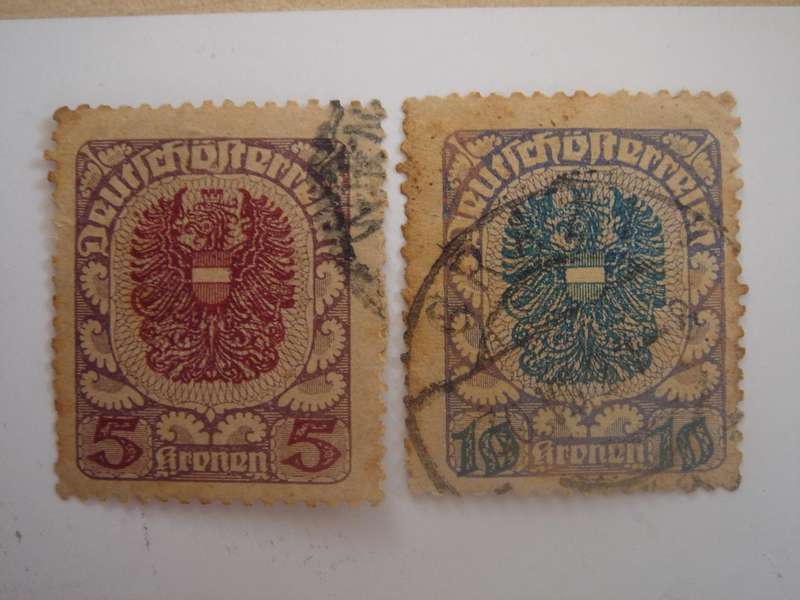 1920 Austria - 'Rep. Arms' SG408,410 perf. - used, stamped
