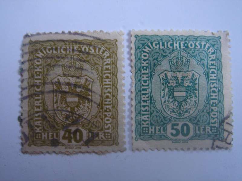1916 Austria - Imperial Crown SG256-257 used, stamped