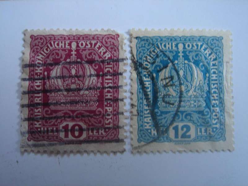 1916 Austria - Imperial Crown SG250-251 used, stamped