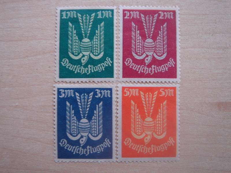 1922 Deutsches Reich Flugpostmarke MiNr 215,216-217a,218 mint, hinged