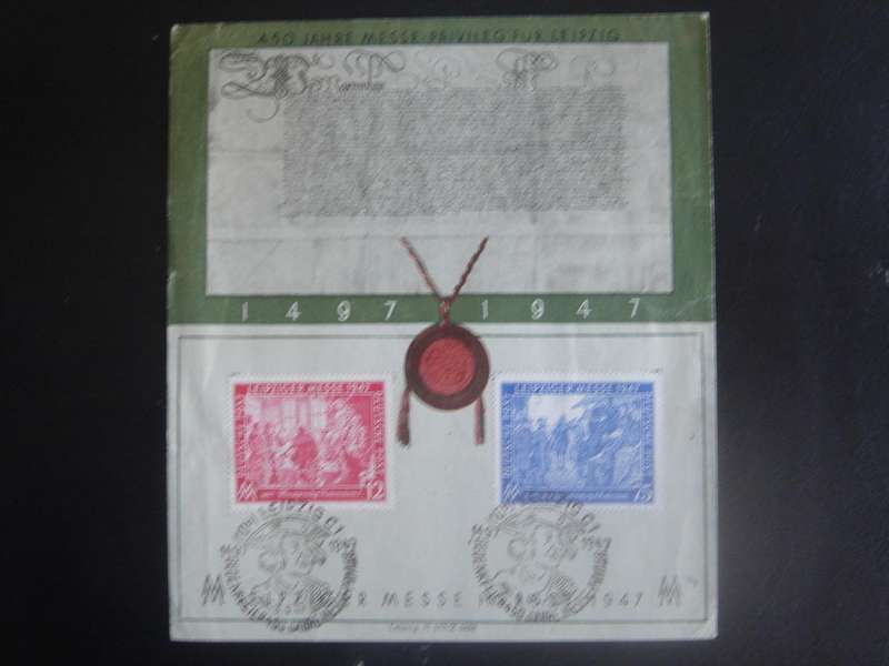 1947 Allied Occupation Zone MiNr 965,966a stamped on Commemorative Sheet