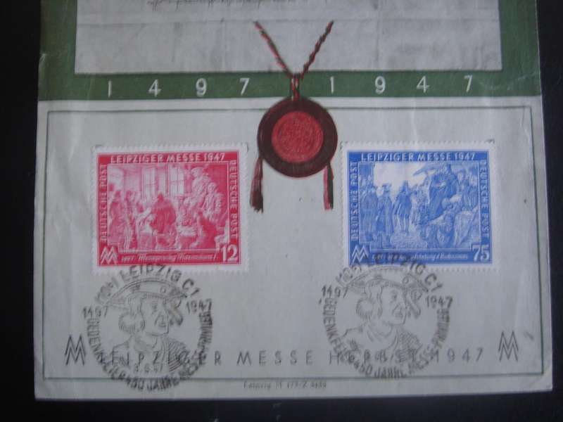 1947 Allied Occupation Zone MiNr 965,966a stamped on Commemorative Sheet