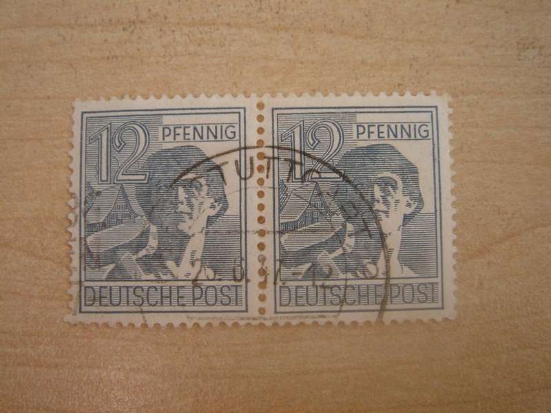1947 Allied Occupation Zone MiNr 947 horizontal pair used, stamped
