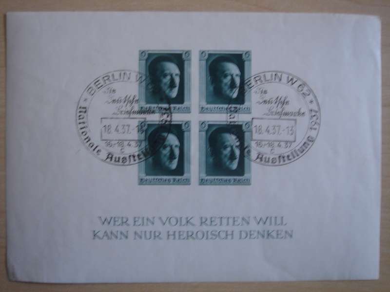 1937 Deutsches Reich MiNr 647 in Block 8 stamped in Berlin (not perforated)