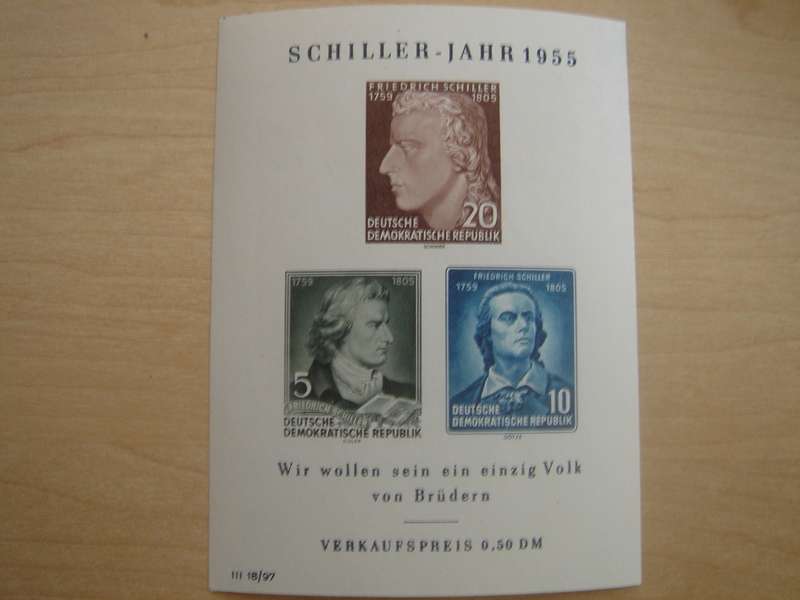 1955 DDR MiNr 464-466 B X Type I MNH in Block 12