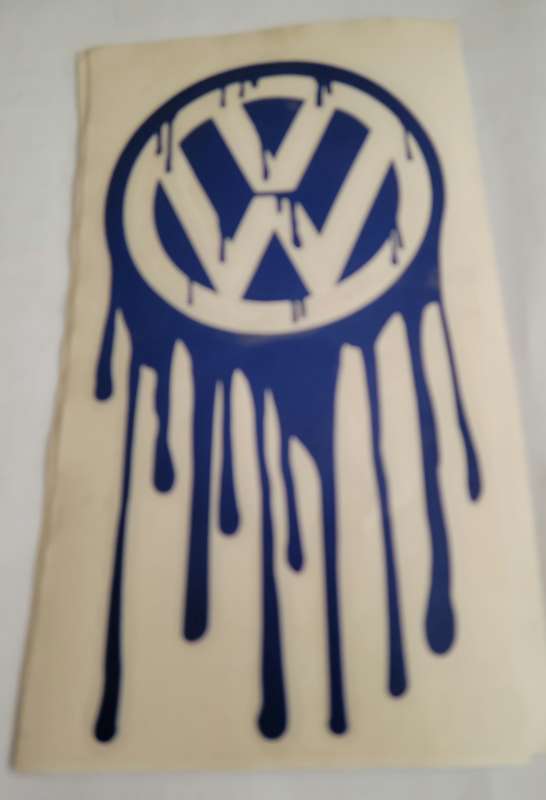 Vw  Dripping Matte Black Vinyl Sticker (A5 Size) BLUE