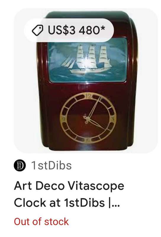 1944 Art Deco Bakelite Rocking Ship Vitascope Clock ( Untested )
