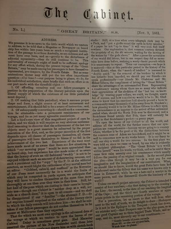 The Cabinet A Repository of Facts Figures & Fancies relating to the voyage of the Great Britain SS