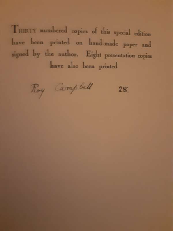 Mithraic  Emblems, Poems by Roy Campbell ***SIGNED limited edition nbr 28/30***