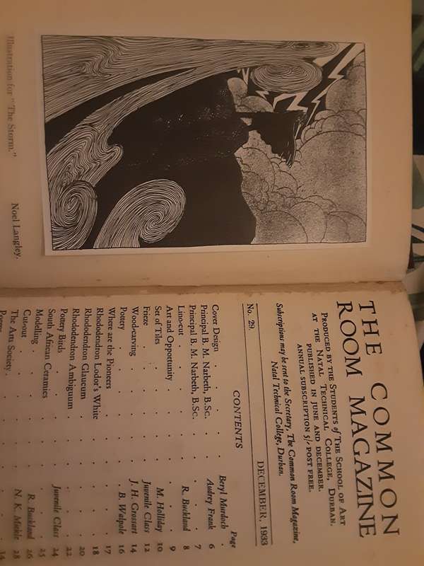 The Common Room Magazine published by the students School of Art Tech College Durban 1922 to 1941