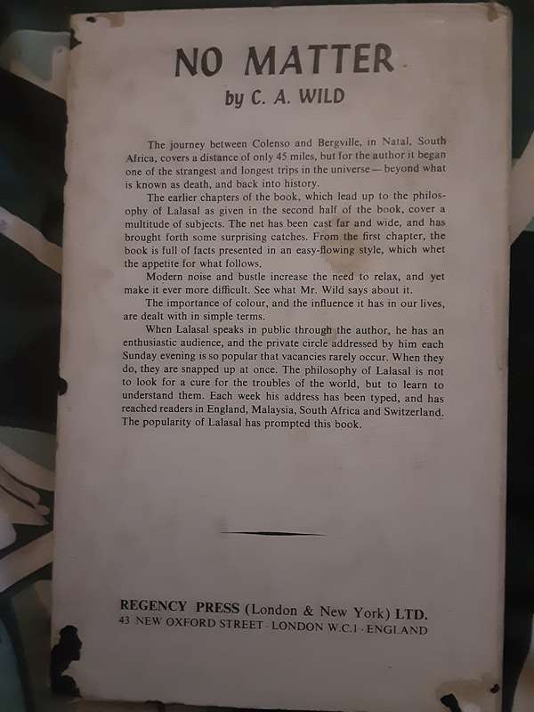 No Matter by C A Wild ***Scarce First Edition ***