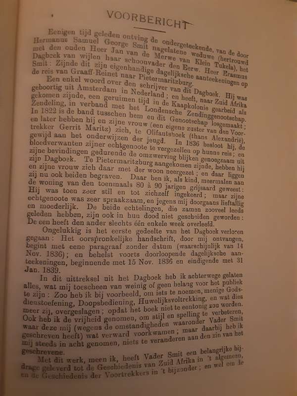 Uit Het Dagboek van Erasmus Smit, Predikant Bij De Voortrekkers door H F Schoon