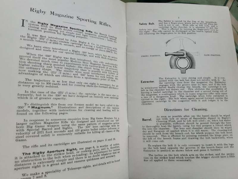 John Rigby High Velocity Cordite Rifles 1901 & Magazine Sporting Rifles 1924 facsimile Catalogues