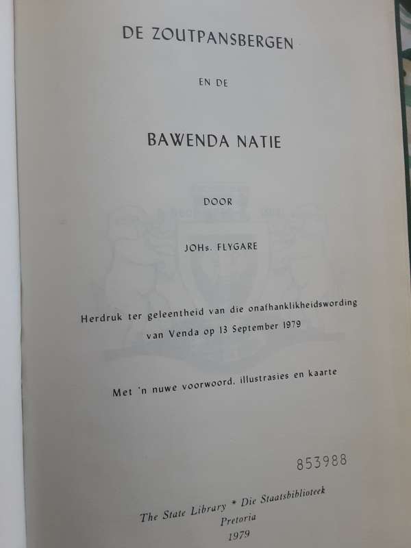 De Zoutpansbergen en de Bawenda Natie door Johs Flygare