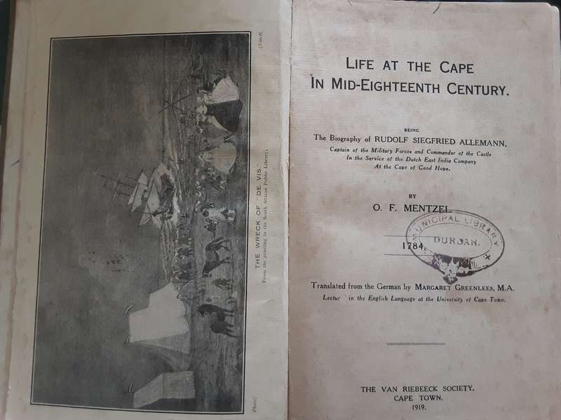 Life at the Cape in Mid Eighteenth Century Biography Rudolf Siegfried Allemann by Mentzel 1784 VRS 2