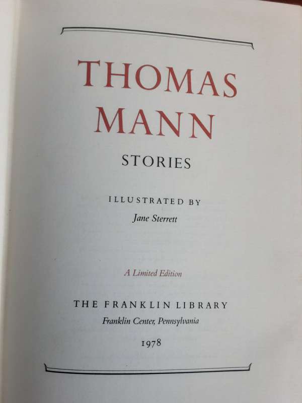 Thomas Mann Stories, A Limited Edition Leatherbound hardcover from Franklin Library