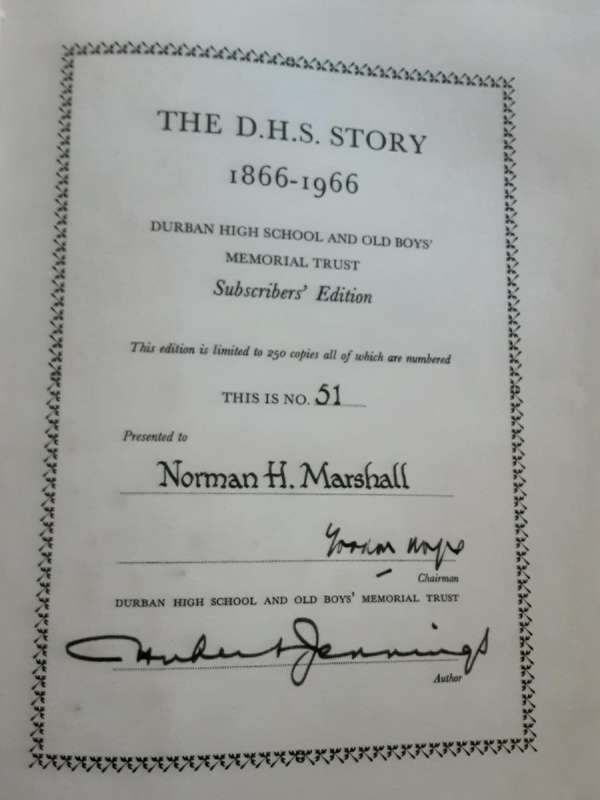D H S Story 1866 1966 by Hubert D Jennings **Subscriber edition 51/250**