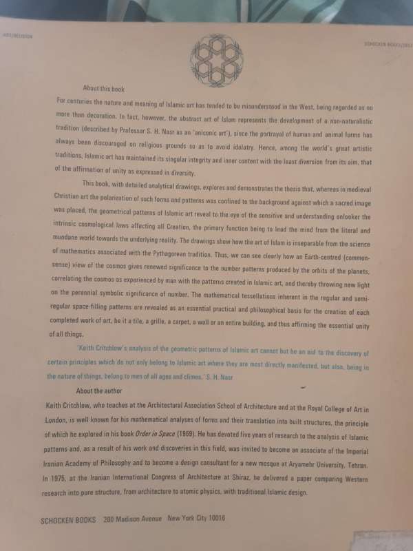 Islamic Patterns an Analytical and Cosmological Approach by Keith Critchlow