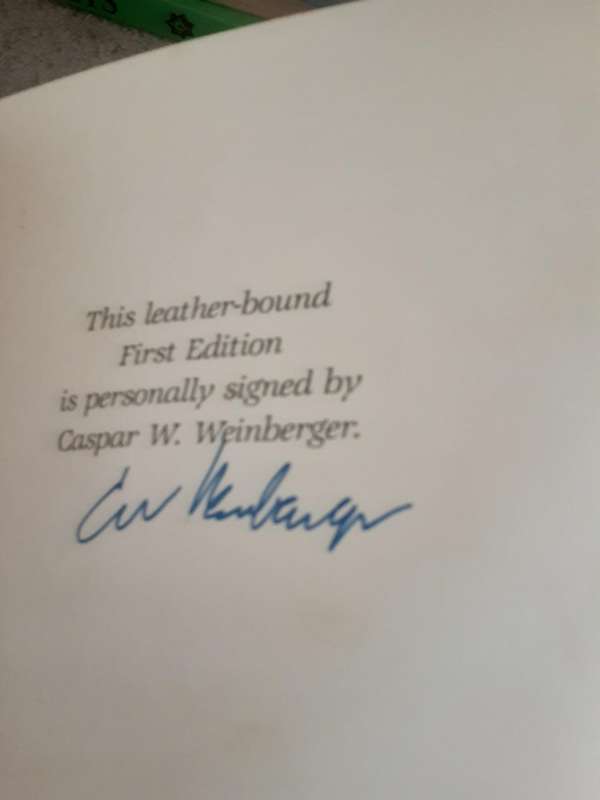 Fighting For Peace Seven Critical Years in the Pentagon by Casper W Weinberger **Signed edition **
