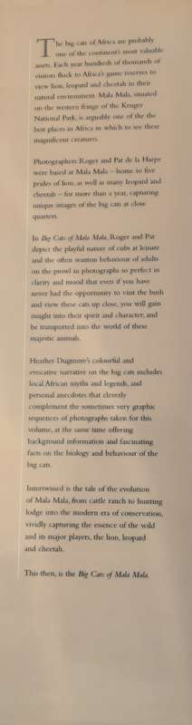 Big Cats of Mala Mala by Roger & Pat De La Harpe & Heather Dugmore