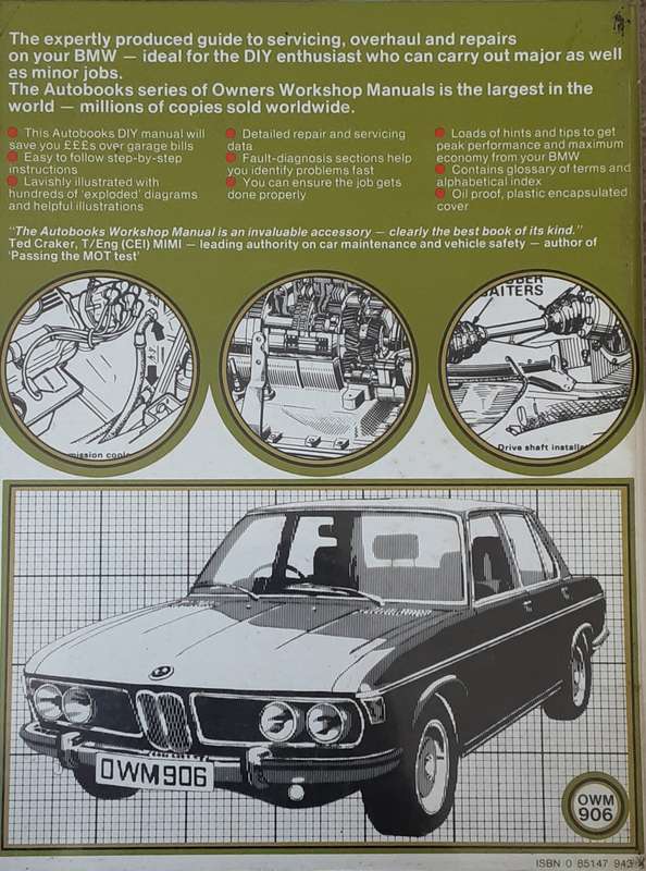 BMW 2500, 2800, 3.0, 3.3 1968 to 77 Owners Workshop Manual by Autobooks