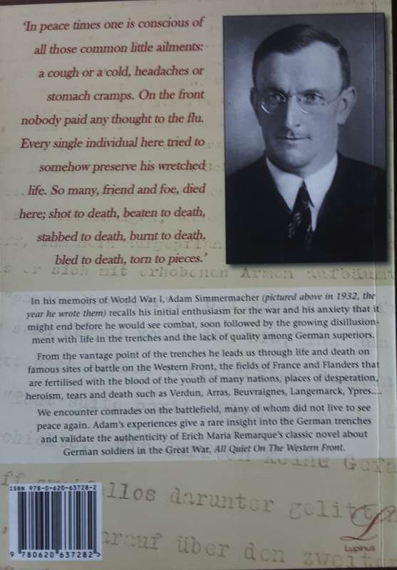 A Soldier For The Kaiser A World War 1 Memoir by Adam Simmermacher