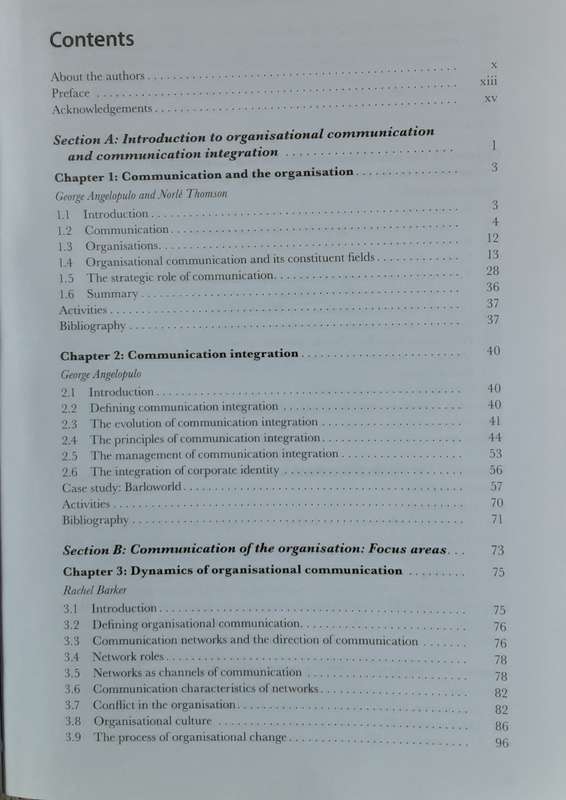 Integrated Organisational Communication 2nd edition edited by Angelopulo and Barker