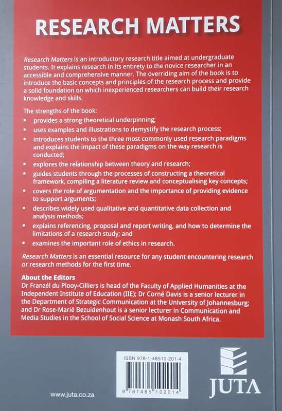 Research Matters edited by F Du Plooy Cilliers, Cirne Davis & Rose Marie Bezuidenhout