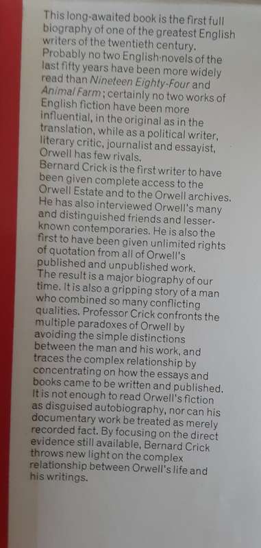 George Orwell A Life by Bernard Crick