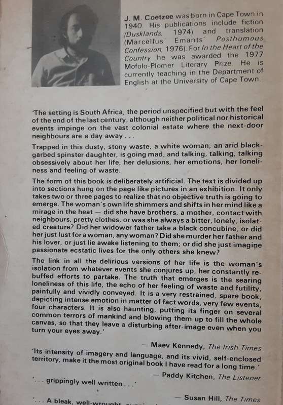 In The Heart Of The Country by J M coetzee