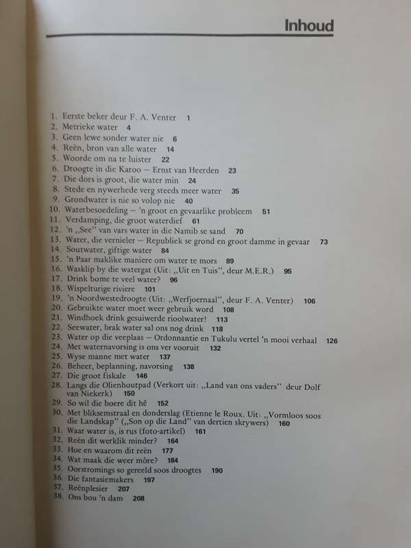 Water by F A Venter **text in Afrikaans**limited edition nbr 56/153**