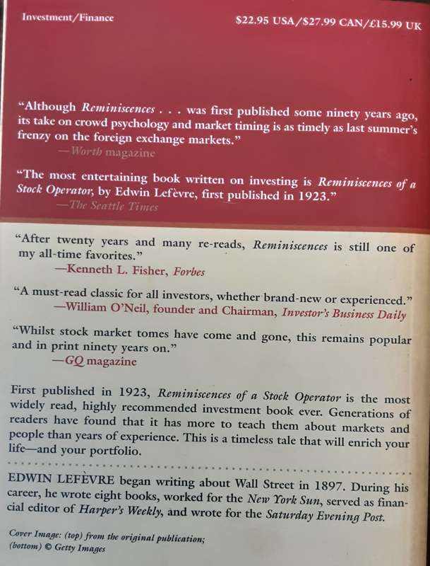 Reminiscences of a Stock Operator by Edwin Lefevre