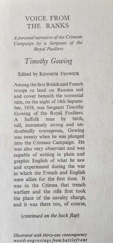Voice From The Ranks a Personal Narrative of the Crimean Campaign by Sergeant Timothy Gowing Royal