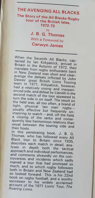 The Avenging All Blacks by J B G Thomas