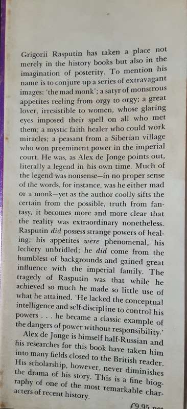 The Life And Times of Grigorii Rasputin by Alex De Jonge