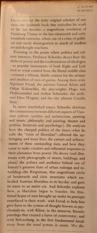 Fin De Siecle Vienna Politics and Culture by Carl E Schorske