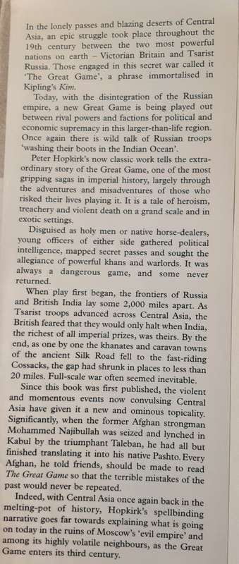 The Great Game On Secret Service in High Asis by Peter Hopkirk
