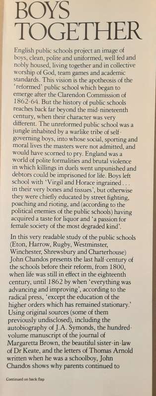 Boys Together Engkish Public Schools 1800 1864 by John Chandos