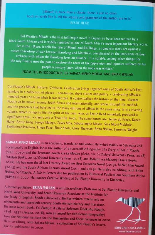 Sol Plaatje's Mhudi, History, Criticism, Celebration edited by Sabata-mpho Mokoe and Brian Willian