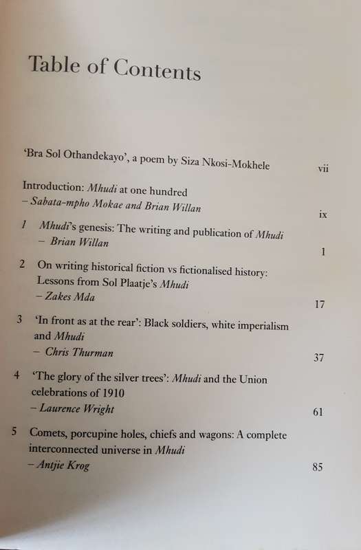 Sol Plaatje's Mhudi, History, Criticism, Celebration edited by Sabata-mpho Mokoe and Brian Willian