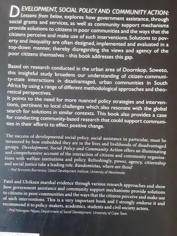 Development,  Social Policy and Community Action edited by Leila Patel & Marianne S Ulriksen