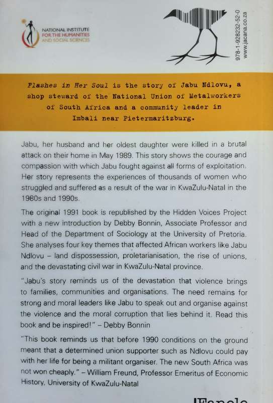 Flashes in Her Soul The Life of Jabu Ndlovu by Jean Fairbairn **Hidden Voices Series**