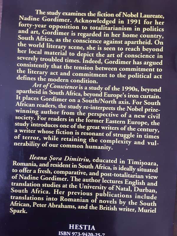 Art of Conscience, Re Reading Nadine Gordimer by Ileana Sora Dimitriu