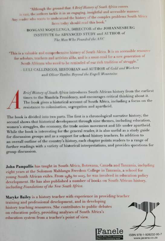 A Brief History of South Africa, from the Earliest Times to the Mandela Presidency by Pampallis & Ba