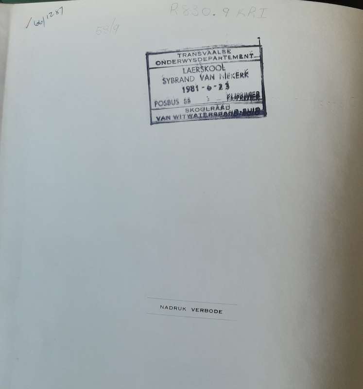 Plateatlas by die Afrikaanse Letterkunde deur Dr M S B Kritzinger