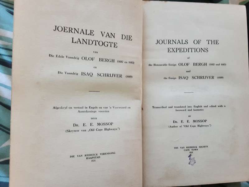 Journals of the Expeditions of Olof Bergh and Isaq Schrijver by Dr E E Mossop VRS 12